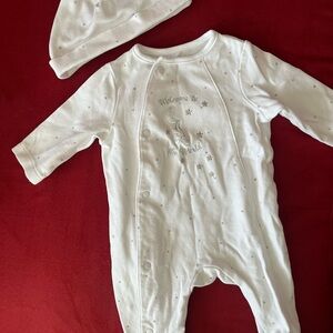 White Baby One Piece with Hat